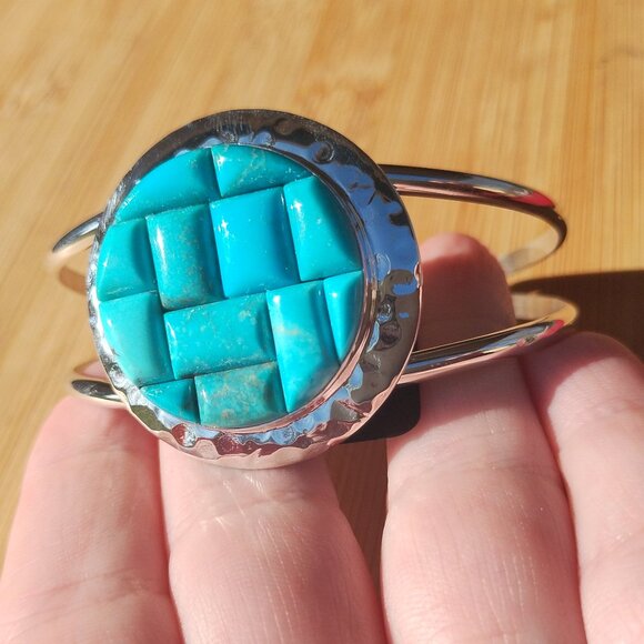 Jay King Sterling Silver Turquoise Inlay Cuff Bracelet Gallery Collection NIB - Picture 5 of 12